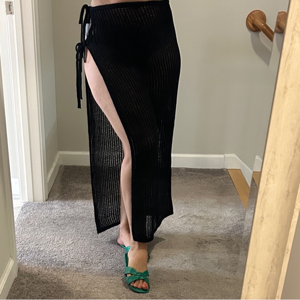 Aerie Black Knit Maxi Skirt coverup